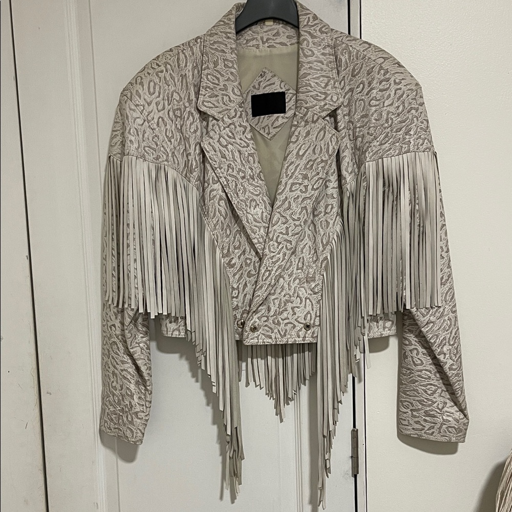 Mario Serrani Textured Fringe leather jacket